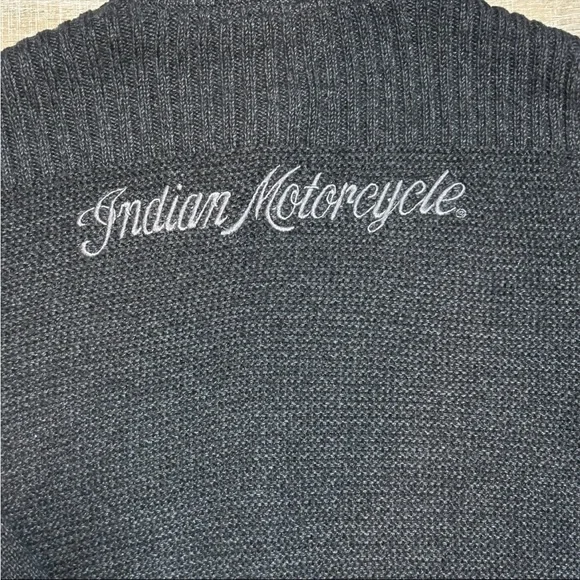 Indian Motorcycle Men's Large Full Zip Gray Knit Jacket Lucky Brand - Picture 14 of 15